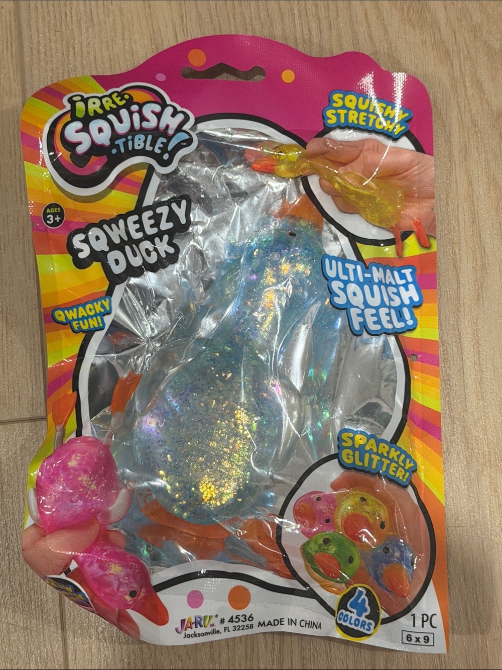 Squeezy Duck - Sparkly Blue Squish Toy